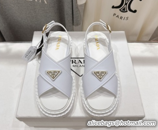 Durable Prada Leather sandals White 2025 PR082504