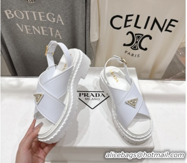 Durable Prada Leather sandals White 2025 PR082504