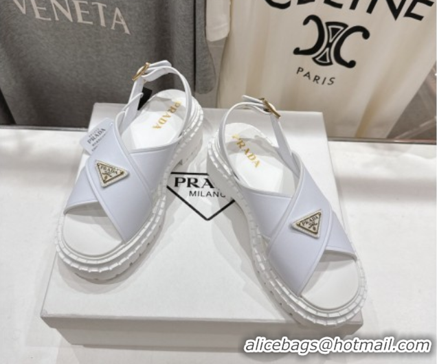 Durable Prada Leather sandals White 2025 PR082504