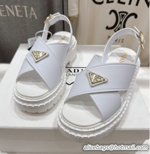 Durable Prada Leather sandals White 2025 PR082504