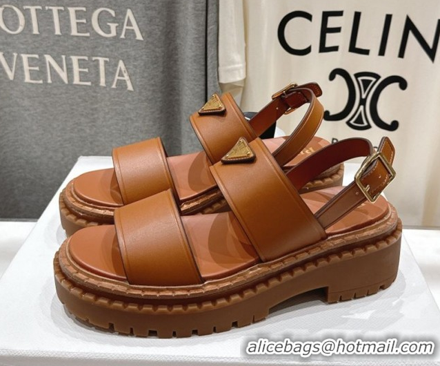 Popular Style Prada Leather sandals Brown 2025 PR082505