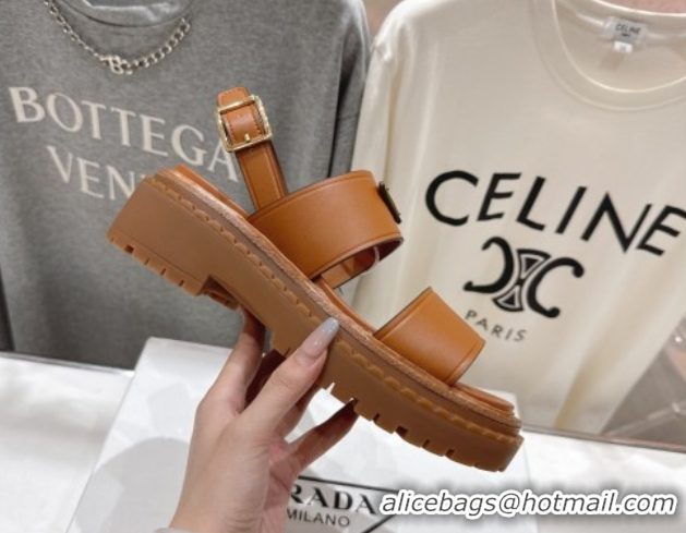 Popular Style Prada Leather sandals Brown 2025 PR082505