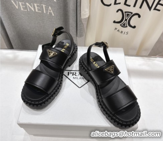 Unique Style Prada Leather sandals Black 2025 PR082505
