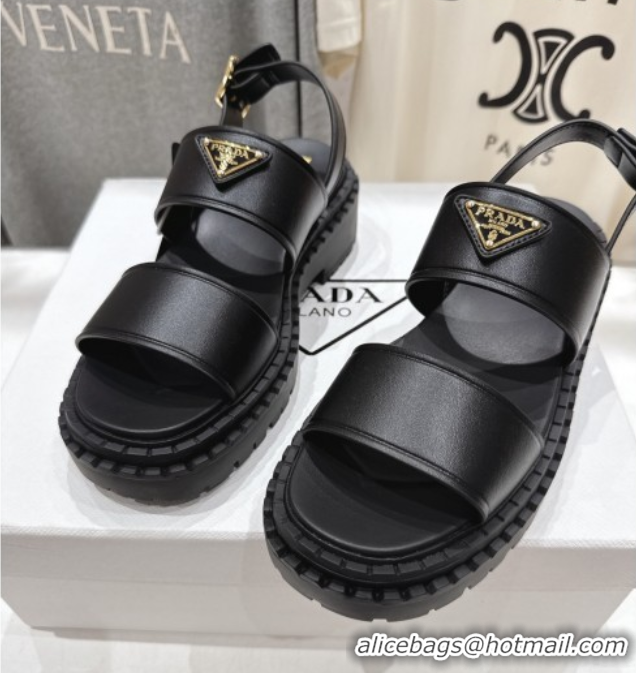 Unique Style Prada Leather sandals Black 2025 PR082505