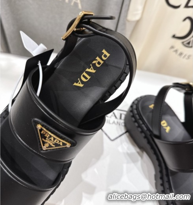 Unique Style Prada Leather sandals Black 2025 PR082505