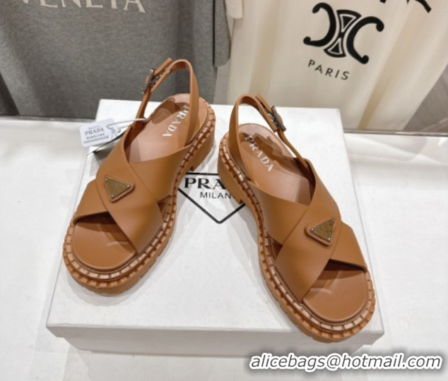 Best Product Prada Rubber sandals Brown 2025 PR082506