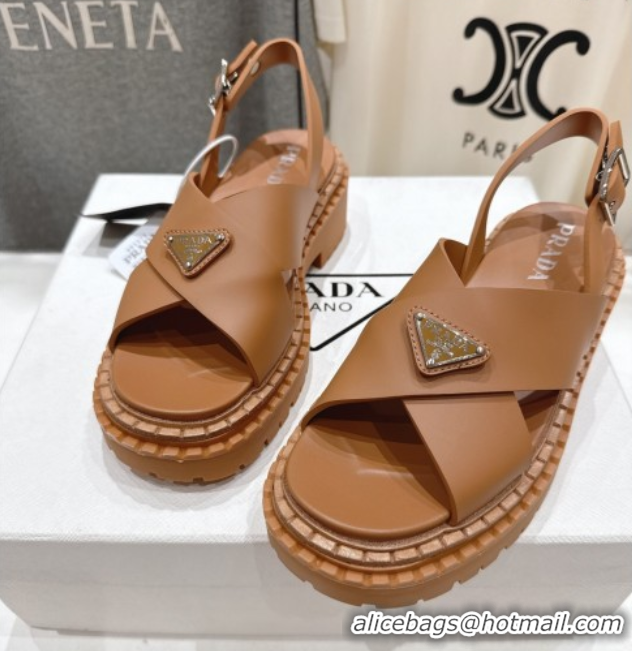 Best Product Prada Rubber sandals Brown 2025 PR082506