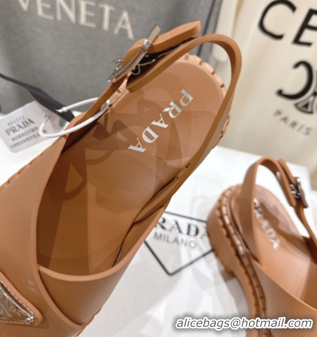 Best Product Prada Rubber sandals Brown 2025 PR082506
