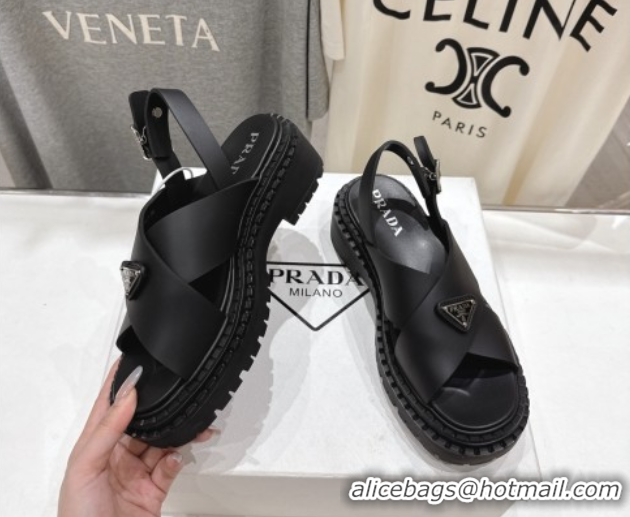 Best Grade Prada Rubber sandals Black 2025 PR082506