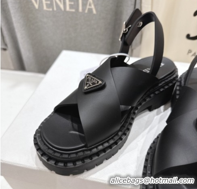 Best Grade Prada Rubber sandals Black 2025 PR082506