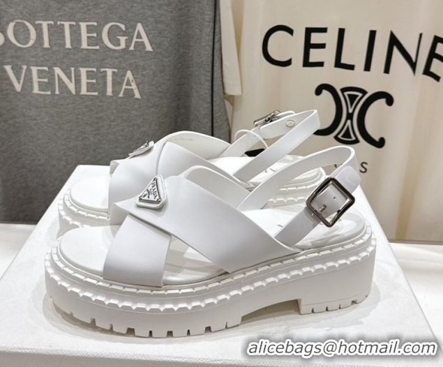 Buy Discount Prada Rubber sandals White 2025 PR082506