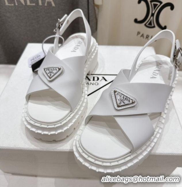 Buy Discount Prada Rubber sandals White 2025 PR082506