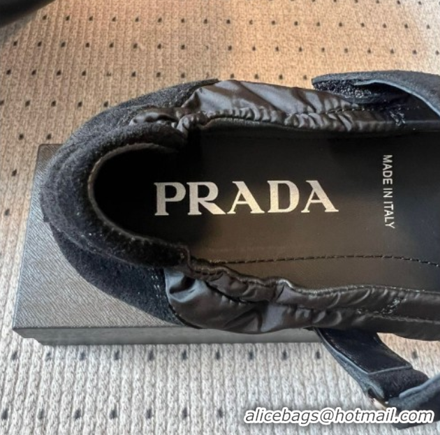 Cheap Price Prada Fabric and Suede ballerinas flat Black 2025 PR082508