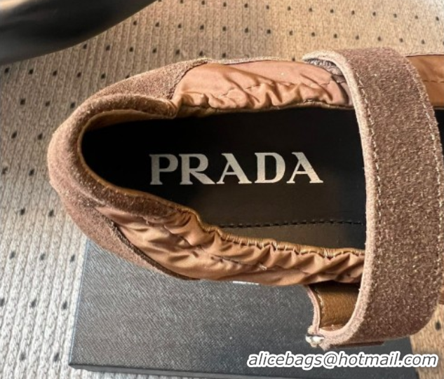 Low Price Prada Fabric and Suede ballerinas flat Brown 2025 PR082508
