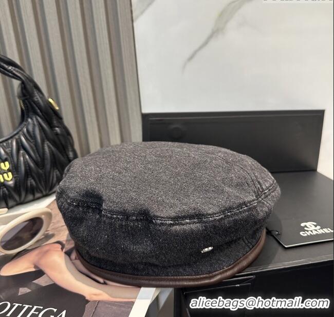 Buy Luxury Chanel Denim Beret Hat CH071819 Black 2025