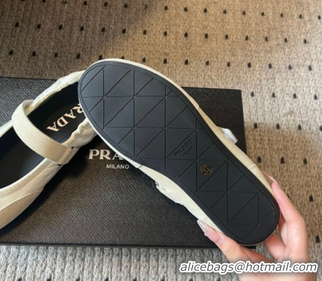 Low Cost Prada Fabric and Suede ballerinas flat White 2025 PR082508