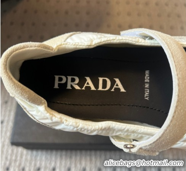 Low Cost Prada Fabric and Suede ballerinas flat White 2025 PR082508