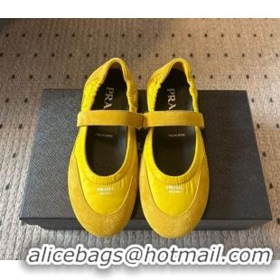 Leisure Prada Fabric and Suede ballerinas flat Yellow 2025 PR082508
