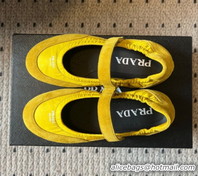 Leisure Prada Fabric and Suede ballerinas flat Yellow 2025 PR082508