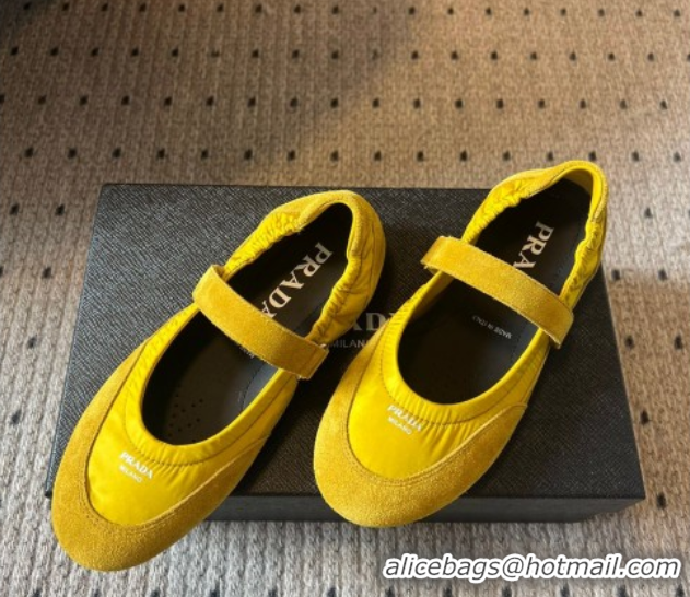 Leisure Prada Fabric and Suede ballerinas flat Yellow 2025 PR082508