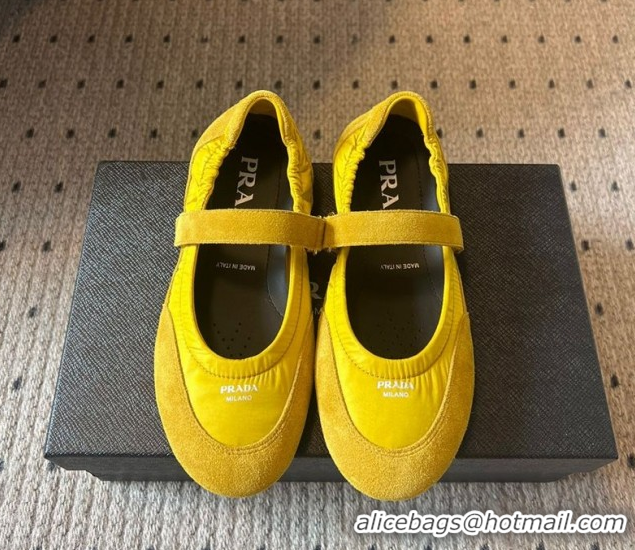 Leisure Prada Fabric and Suede ballerinas flat Yellow 2025 PR082508