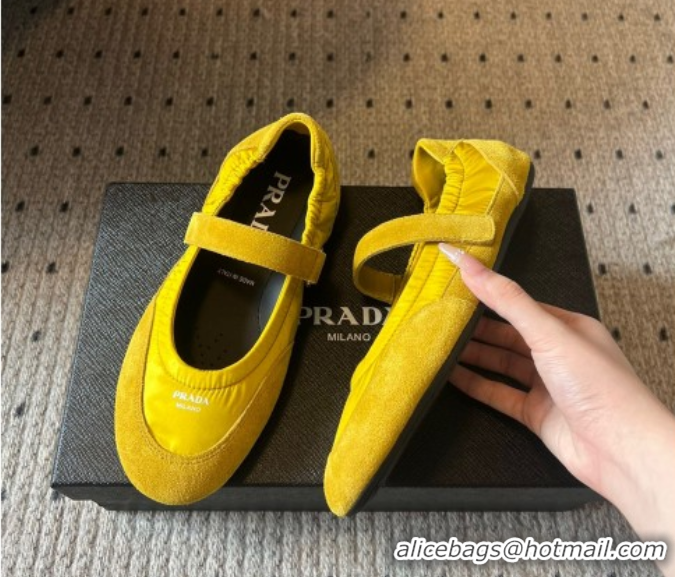 Leisure Prada Fabric and Suede ballerinas flat Yellow 2025 PR082508