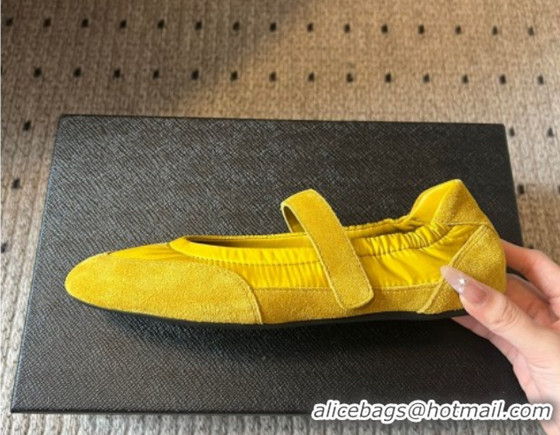 Leisure Prada Fabric and Suede ballerinas flat Yellow 2025 PR082508