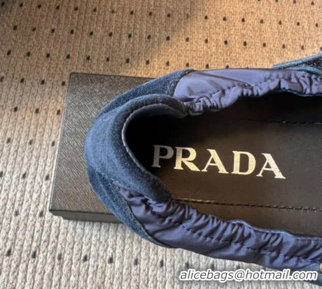 Best Price Prada Fabric and Suede ballerinas flat Blue 2025 PR082508