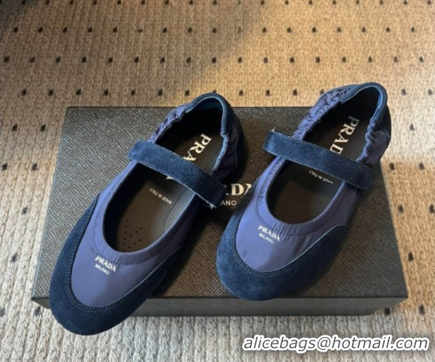 Best Price Prada Fabric and Suede ballerinas flat Blue 2025 PR082508