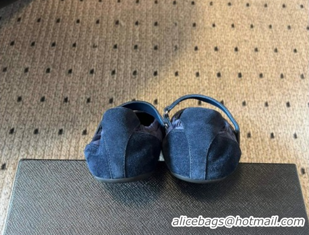 Best Price Prada Fabric and Suede ballerinas flat Blue 2025 PR082508