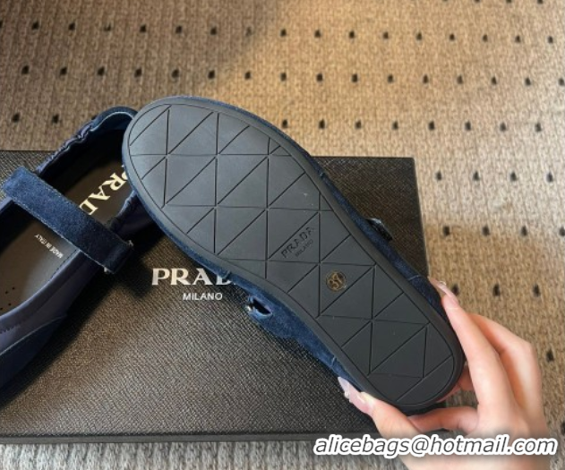 Best Price Prada Fabric and Suede ballerinas flat Blue 2025 PR082508