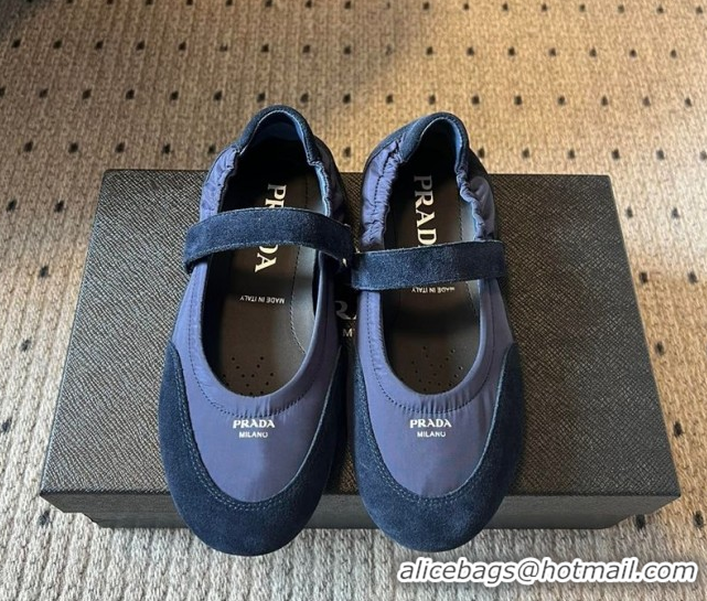 Best Price Prada Fabric and Suede ballerinas flat Blue 2025 PR082508