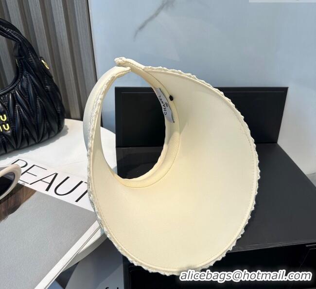 Original Cheap Chanel Crochet Visor Hat 0724 White 2025