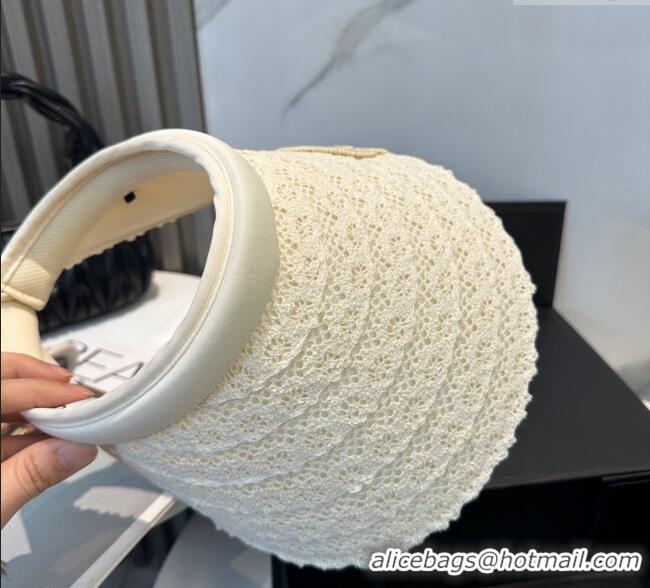 Original Cheap Chanel Crochet Visor Hat 0724 White 2025