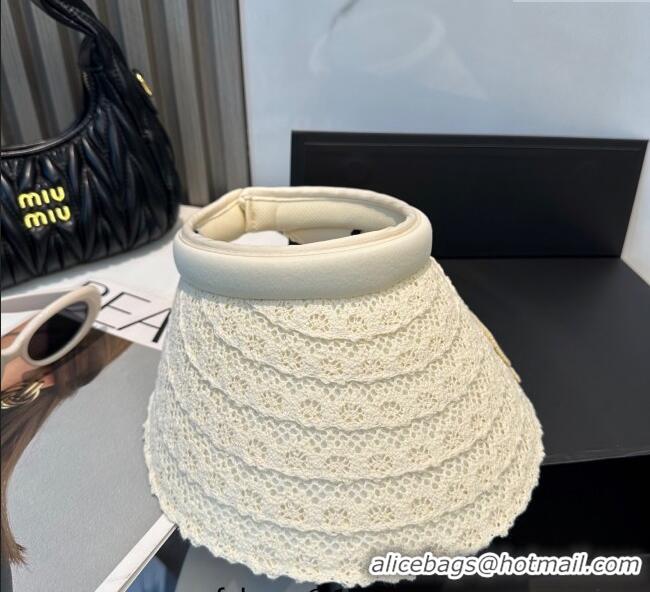 Original Cheap Chanel Crochet Visor Hat 0724 White 2025