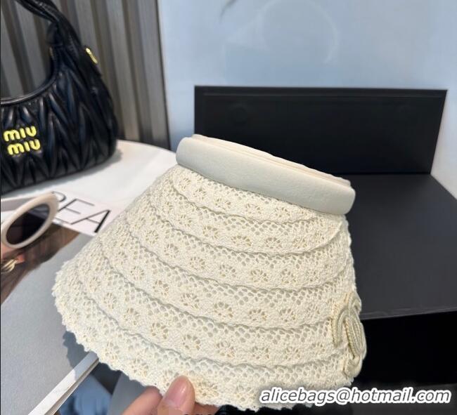 Original Cheap Chanel Crochet Visor Hat 0724 White 2025
