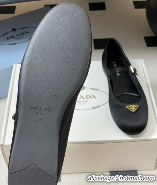 Good Quality Prada Satin ballerinas flat Black 2025 1F793N