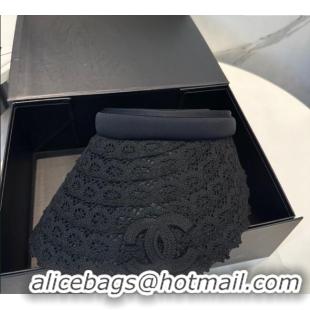 Luxury Discount Chanel Crochet Visor Hat 0724 Black 2025