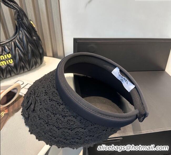 Luxury Discount Chanel Crochet Visor Hat 0724 Black 2025