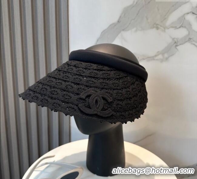 Luxury Discount Chanel Crochet Visor Hat 0724 Black 2025
