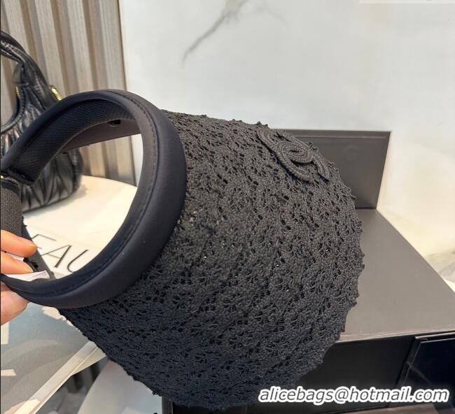 Luxury Discount Chanel Crochet Visor Hat 0724 Black 2025