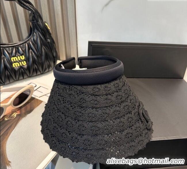 Luxury Discount Chanel Crochet Visor Hat 0724 Black 2025