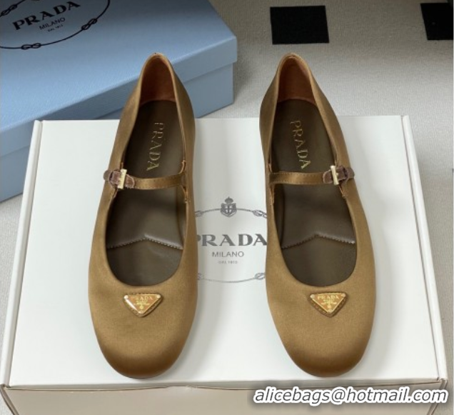 Durable Prada Satin ballerinas flat Brown 2025 1F793N