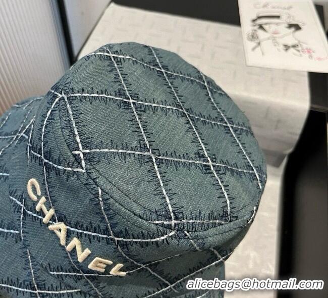 Good Quality Chanel Quilted Bucket Hat 0724 Blue 2025