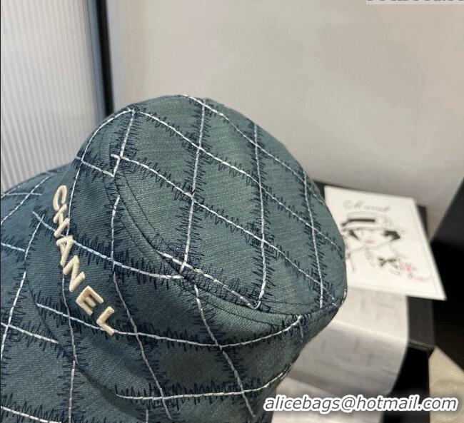 Good Quality Chanel Quilted Bucket Hat 0724 Blue 2025