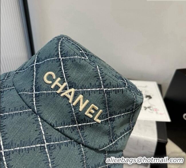 Good Quality Chanel Quilted Bucket Hat 0724 Blue 2025