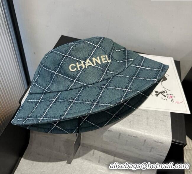 Good Quality Chanel Quilted Bucket Hat 0724 Blue 2025