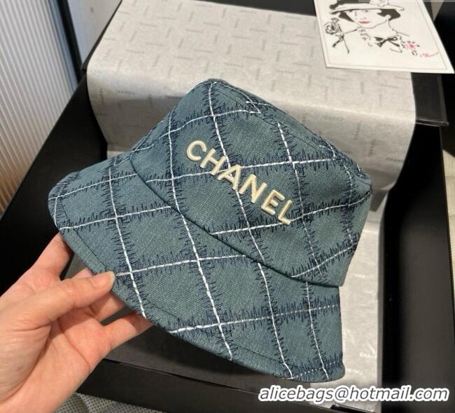 Good Quality Chanel Quilted Bucket Hat 0724 Blue 2025