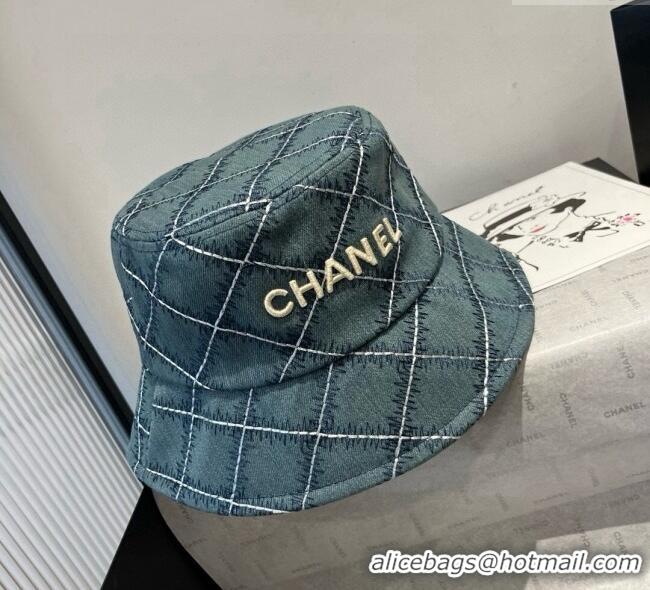 Good Quality Chanel Quilted Bucket Hat 0724 Blue 2025