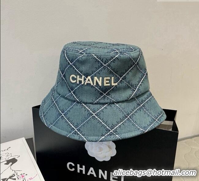 Good Quality Chanel Quilted Bucket Hat 0724 Blue 2025